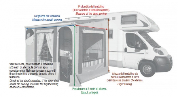 Chiusura tendalino camper: quali misure ti servono per un preventivo